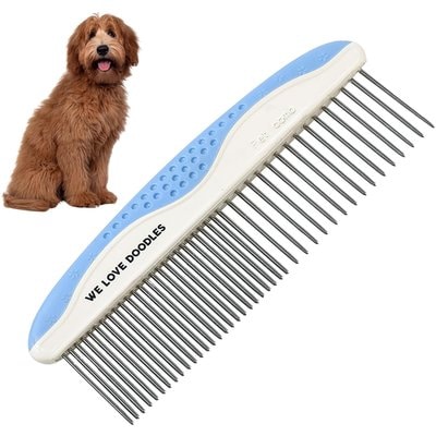 We Love Doodles We Love Doodles Professional Metal Dog Dual Tooth Grooming Comb, Small