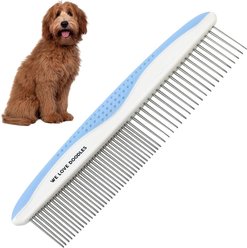 We Love Doodles Professional Metal Dog Dual Tooth Grooming Comb, Large
