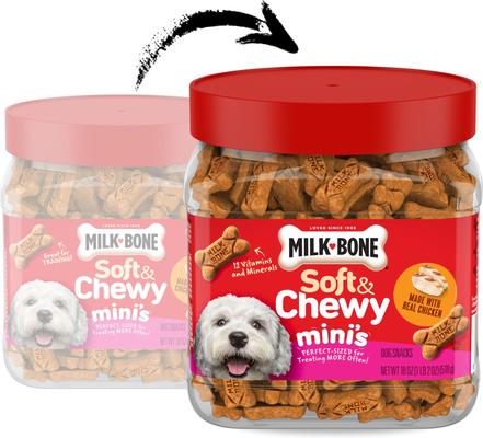 Show full view: Milk-Bone Soft & Chewy Minis Made with Real Chicken Soft & Chewy Dog Treats, 18-oz canister slide 3 of 10