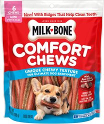 Milk-Bone Mini Comfort Chews Real Beef Dog Treats, 6 count, case of 5