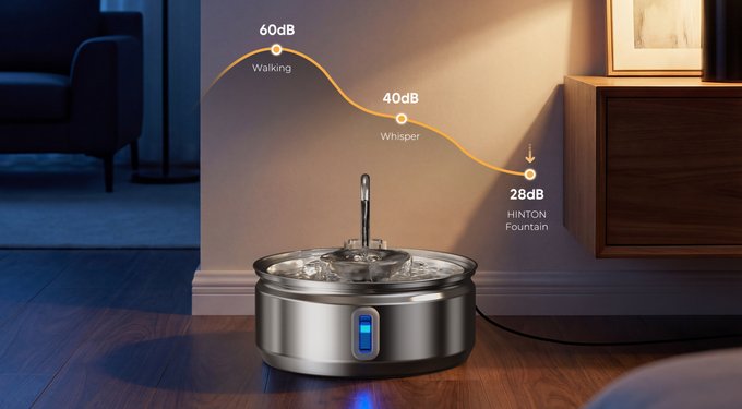 HINTON Stainless Steel Automatic Water Dispenser Cat Water Fountain ...