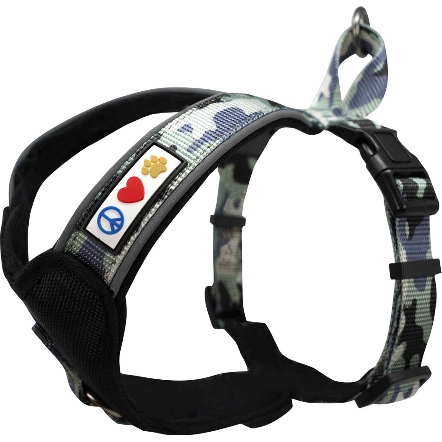 Pawtitas Nylon Reflective Back Clip Dog Harness, Grey Camo, Medium: 21 to 28-in chest