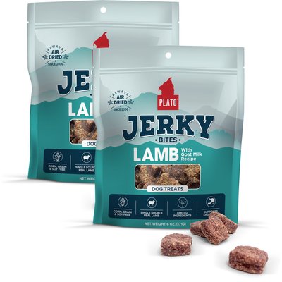 Plato Plato Lamb with Goat Milk Grain-Free Jerky Dog Bites, 12-oz bundle