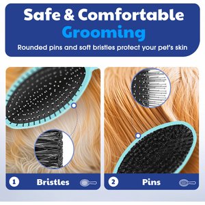 American Kennel Club Double-Sided Bristle & Pin Dog Grooming ProBrush with Complimentary Bath Brush