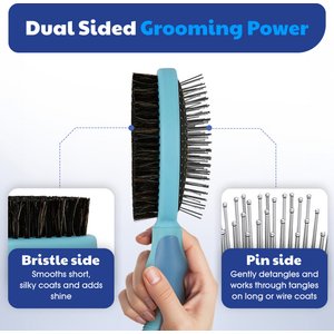 American Kennel Club Double-Sided Bristle & Pin Dog Grooming ProBrush with Complimentary Bath Brush
