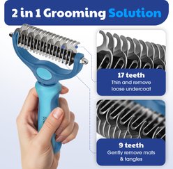 American Kennel Club Double-Sided Dematting & Deshedding Tool Stainless Steel Undercoat Dog Grooming Rake slide 2 of 6