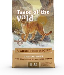 Taste of the Wild Canyon River Trout & Smoke-Flavored Salmon Grain-Free Dry Cat Food, 14-lb bag