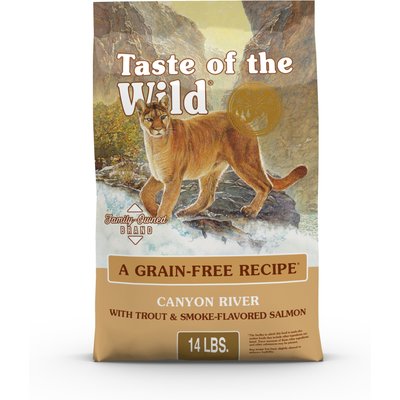 Taste of the Wild Canyon River Trout & Smoke-Flavored Salmon All Life Stages Grain-Free Recipe Dry Cat Food, 14-lb bag