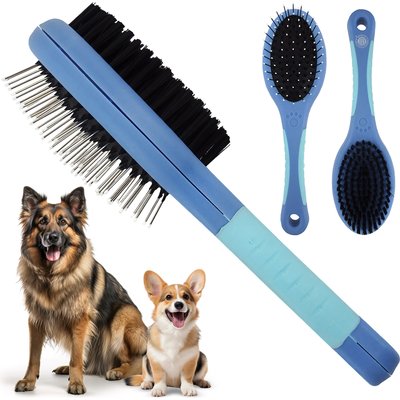 American Kennel Club American Kennel Club 2-in-1 Deshedding & Detangling Dog Grooming Brush with Dense Nylon Bristles