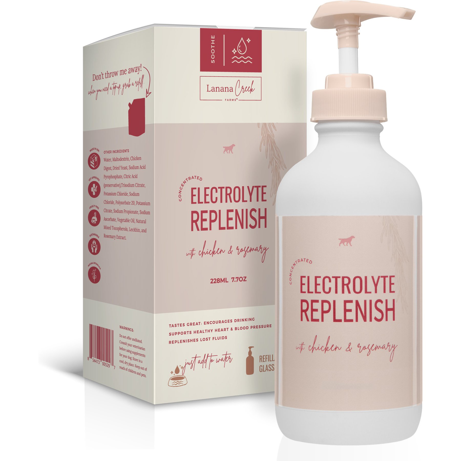 Lanana Creek Farms Electrolyte Replenish for Dogs, 7.7-fl oz bottle