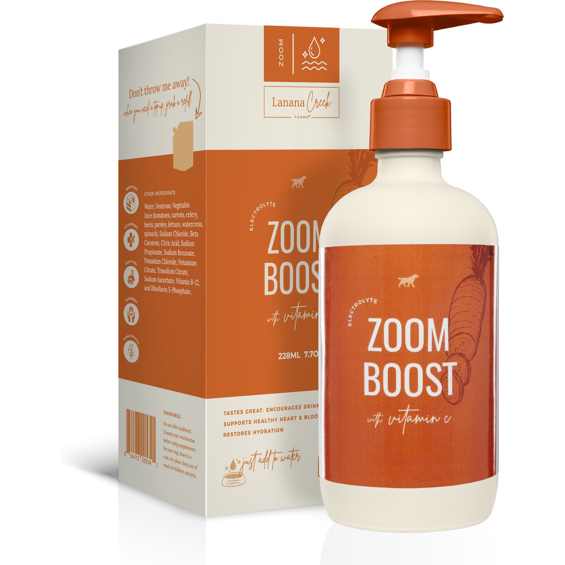 Lanana Creek Farms Zoom Boost Electrolyte Hydration Support Liquid Supplement for Dogs, 7.7-fl oz
