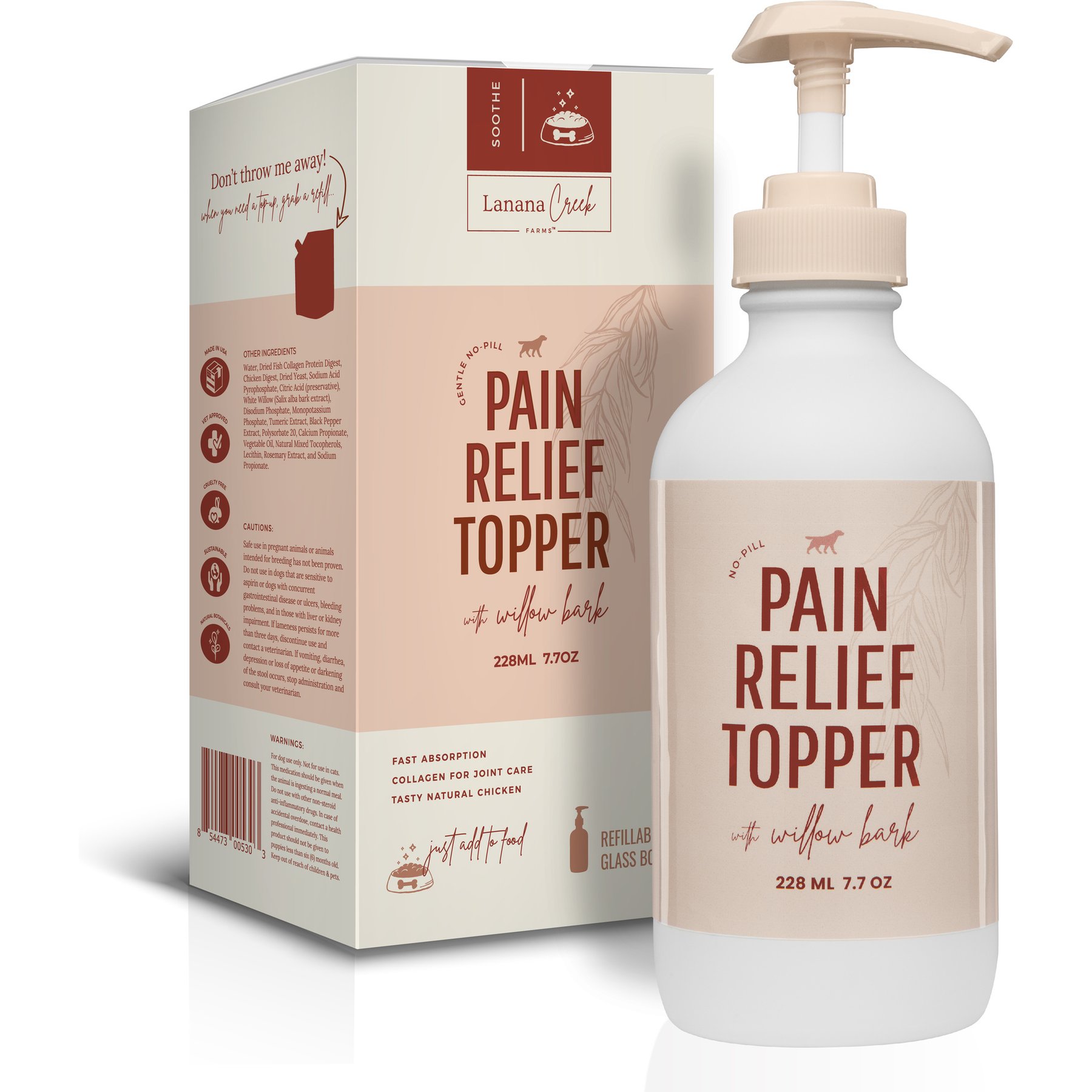 Lanana Creek Farms Pain Relief Liquid Food Topper for Dogs, 7.7-fl oz bottle