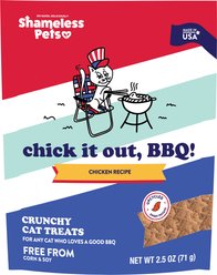 Shameless Pets Chick It Out BBQ Chicken Flavored Crunchy Cat Treats, 2.5-oz pouch