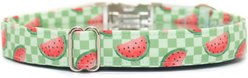 Zaley Designs Checkered Watermelon Cotton Adjustable Dog Collar, Green, Large: 15 to 25-in neck, 1-in wide slide 2 of 5
