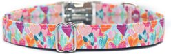 Zaley Designs Hearts Cotton Adjustable Dog Collar, Multicolor, Small: 10 to 14-in neck, 3/4-in wide slide 2 of 4