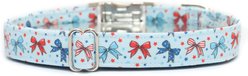Zaley Designs Bows Cotton Adjustable Dog Collar, Red/White/Blue, Small: 10 to 14-in neck, 3/4-in wide slide 2 of 5