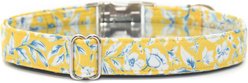 Zaley Designs Floral Cotton Adjustable Dog Collar, Yellow/Blue, Large: 15 to 25-in neck, 1-in wide slide 2 of 5