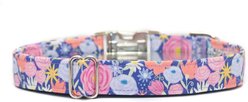 Zaley Designs Floral Cotton Adjustable Dog Collar, Purple, Small: 10 to 14-in neck, 3/4-in wide slide 2 of 5