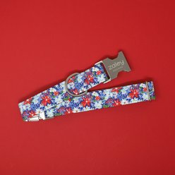 Zaley Designs Floral Cotton Adjustable Dog Collar, Red/White/Blue, X-Small: 8 to 12-in neck, 5/8-in wide slide 2 of 4