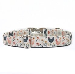 Zaley Designs Chicken Floral Cotton Adjustable Dog Collar, Tan, Large: 15 to 25-in neck, 1-in wide slide 2 of 5