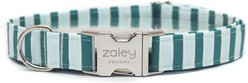 Zaley Designs Stripes Cotton Adjustable Dog Collar, Light Blue/Teal, Medium: 13 to 20-in neck, 1-in wide