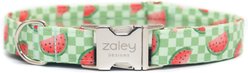 Zaley Designs Checkered Watermelon Cotton Adjustable Dog Collar, Green, Small: 10 to 14-in neck, 3/4-in wide