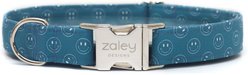 Zaley Designs Smiles Cotton Adjustable Dog Collar, Navy Blue/White, Medium: 13 to 20-in neck, 1-in wide slide 1 of 5