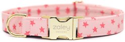 Zaley Designs Hot Stars Cotton Adjustable Dog Collar, Pink, Medium: 13 to 20-in neck, 1-in wide