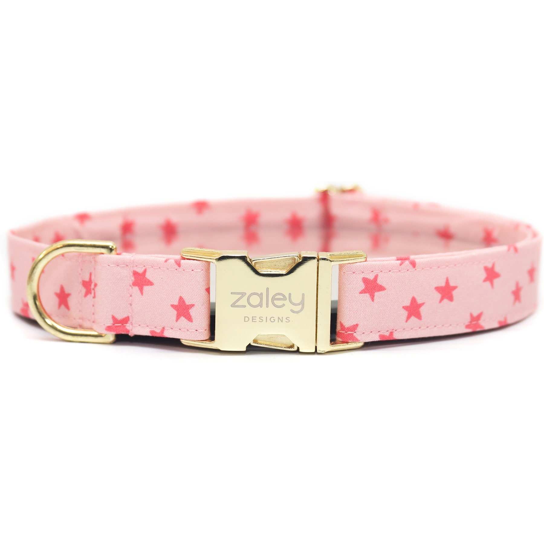 Zaley Designs Hot Stars Cotton Adjustable Dog Collar, Pink, X-Small: 8 to 12-in neck, 5/8-in wide
