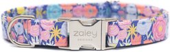 Zaley Designs Floral Cotton Adjustable Dog Collar, Purple, Medium: 13 to 20-in neck, 1-in wide