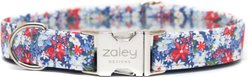 Zaley Designs Floral Cotton Adjustable Dog Collar, Red/White/Blue, Small: 10 to 14-in neck, 3/4-in wide