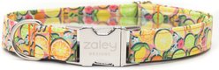 Zaley Designs Citrus Fruit Floral Cotton Adjustable Dog Collar, Multicolor, Small: 10 to 14-in neck, 3/4-in wide
