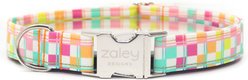 Zaley Designs Neon Checkered Cotton Adjustable Dog Collar, Multicolor, Small: 10 to 14-in neck, 3/4-in wide