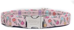Zaley Designs Ice Cream Cones Cotton Adjustable Dog Collar, Pink, Medium: 13 to 20-in neck, 1-in wide