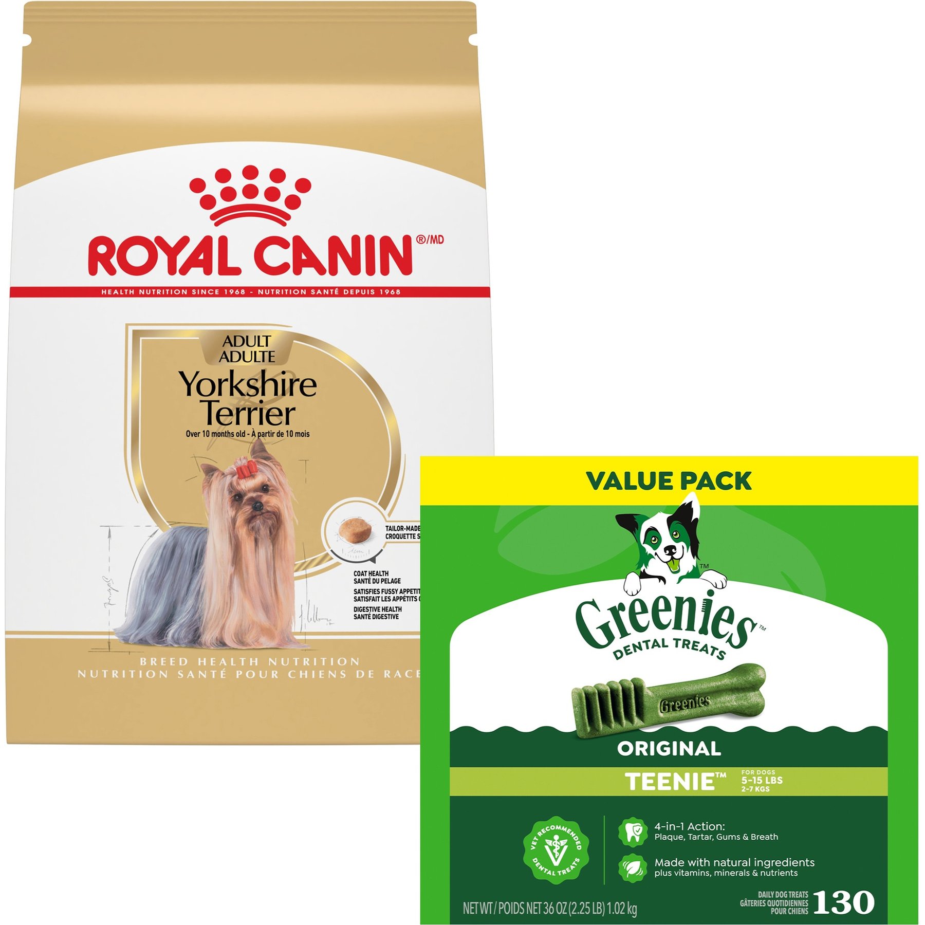 Royal Canin Yorkshire Terrier Adult Dry Food + Greenies Teenie Dental Dog Treats