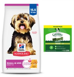 Hill's Science Diet Adult Small Paws Chicken Meal & Rice Recipe Dry Food + Greenies Teenie Dental Dog Treats slide 1 of 9