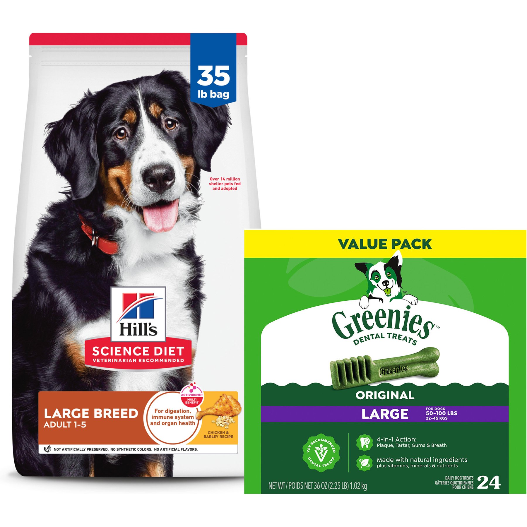 Hill's Science Diet Adult Large Breed Dry Food + Greenies Large Dental Dog Treats