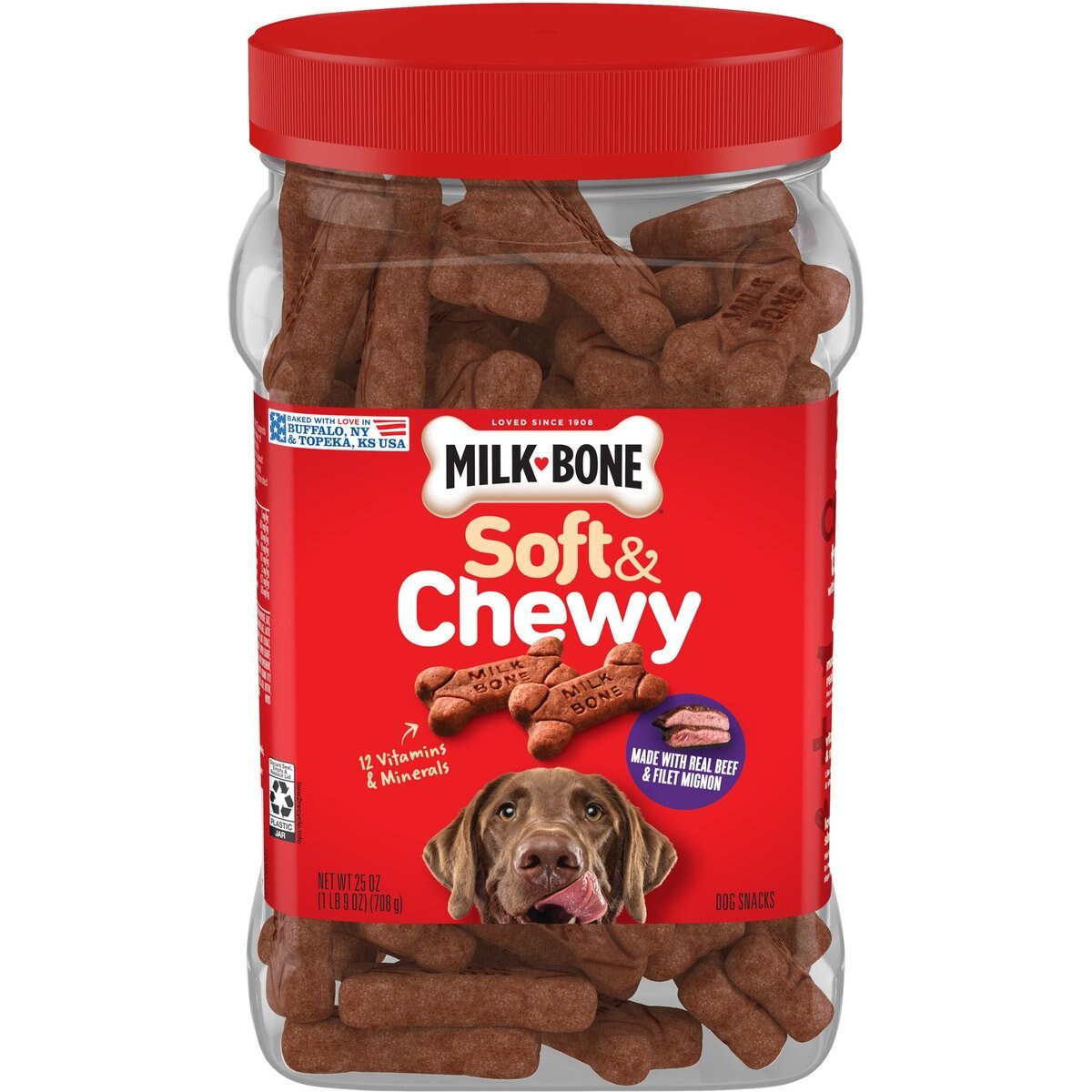 Milk-Bone Soft & Chewy Beef & Filet Mignon Recipe Dog Treats, 25-oz
