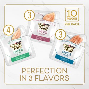 Purina Fancy Feast Purely Natural Chicken, Tuna & Salmon Variety Pack Soft Cat Treat, 10 count