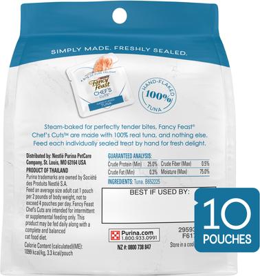 Show full view: Purina Fancy Feast Chef's Cuts Real Hand-Flaked Natural Tuna Soft & Chewy Cat Treat, 10 count  slide 4 of 10