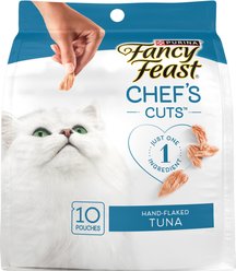 Purina Fancy Feast Chef's Cuts Real Hand-Flaked Natural Tuna Soft & Chewy Cat Treat, 10 count 