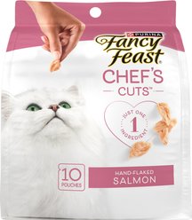 Purina Fancy Feast Chef's Cuts Real Hand-Flaked Natural Salmon Soft & Chewy Cat Treat, 10 count 
