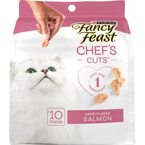 Purina Fancy Feast Chef's Cuts Real Hand-Flaked Natural Salmon Soft & Chewy Cat Treat, 10 count