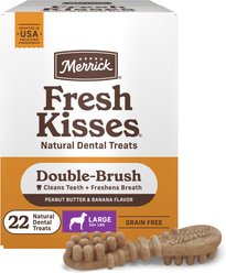 Merrick Fresh Kisses Peanut Butter & Banana Large Dental Dog Treats, 22 count
