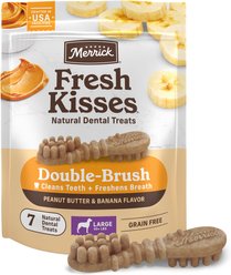 Merrick Fresh Kisses Peanut Butter & Banana Large Dental Dog Treats, 7 count