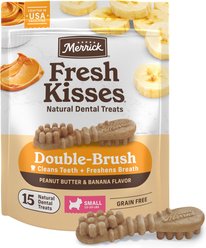 Merrick Fresh Kisses Peanut Butter & Banana Small Dental Dog Treats, 15 count