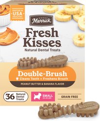 Merrick Fresh Kisses Peanut Butter & Banana Small Dental Dog Treats, 36 count