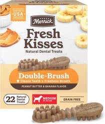Merrick Fresh Kisses Peanut Butter & Banana Medium Dental Dog Treats, 22 count