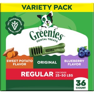 Greenies Natural Dental Care Regular Size Sweet Potato Original Chicken & Blueberry Dental Dog Treats, 36 count