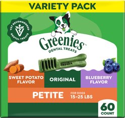 Greenies Natural Dental Care Petite Size Sweet Potato Original Chicken & Blueberry Dental Dog Treats, 60 count